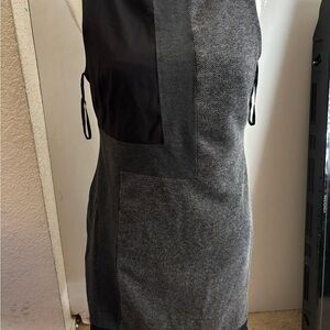 Sleeveless Asymmetrical Black and Gray Sheath Dress